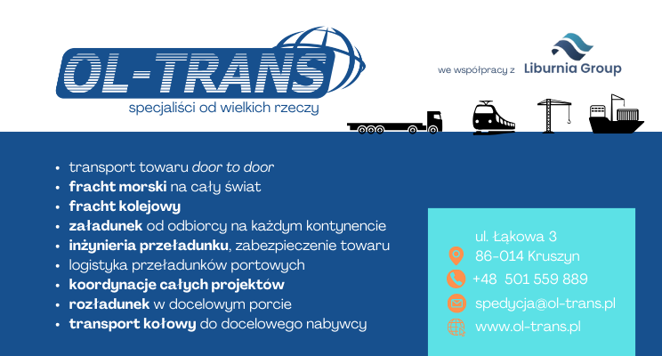 nowa oferta OL-TRANS zawierająca nie tylko transport kołowy i kolejowy, lecz także transport morski oraz przeładunek w porcie